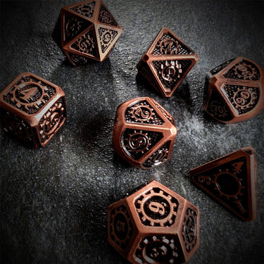 Gear in Copper Metal - 7pcs RPG Dice Set